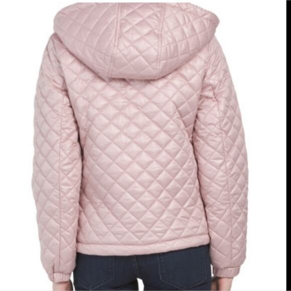 Kate Spade New York Hooded Faux Fur Quilt Jacket in Soft Rose,  Size Large, NWT - Picture 10 of 11